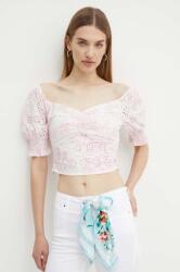 GUESS blúz pamutból PALMA rózsaszín, női, sima, W4GH68 WG571 - rózsaszín XL
