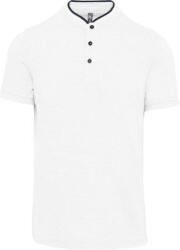 Kariban Férfi galléros póló Kariban KA223 Men'S Short Sleeve polo Shirt With Mandarin Collar -3XL, White/Navy