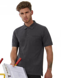 B and C Uniszex rövid ujjú galléros póló munkaruha B and C Energy Pro Workwear Pocket Polo S, Fekete