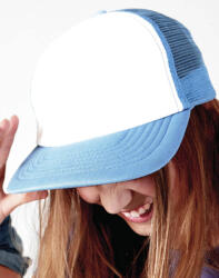 Beechfield Gyerek sapka Beechfield Junior Vintage Snapback Trucker - One Size, Ég kék/Fehér