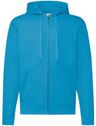 Fruit of the Loom Férfi Pulóver Kapucnis Hosszú ujjú Fruit of the Loom Classic Hooded Sweat Jacket - M, Azur kék