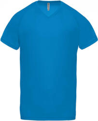 Proact Férfi póló Proact PA476 Men’S v-neck Short Sleeve Sports T-Shirt -2XL, Aqua Blue