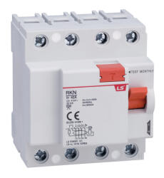 LS ELECTRIC RCCB RKN áram-védőkapcsoló 3P+N 40A 30mA A-típus 240/415VAC 6kA (RKN-3PN-40A-30-A)