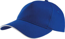 K-UP Uniszex sapka K-UP KP124 Sandwich peak Cap - 5 panels -Egy méret, Royal Blue/White