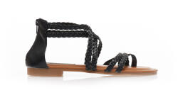 Tsoukalas Sandale negre din imitație de piele cu barete multiple cu împletitură și design cu inel