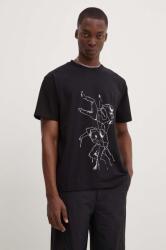 Heliot Emil t-shirt fekete, nyomott mintás, M. 09.125. BLK01 - fekete L