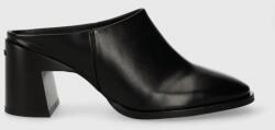 Calvin Klein bőr papucs GEO BLOCK MULE 60 fekete, női, magassarkú, HW0HW01844 - fekete Női 37