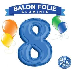 Balon cifra 8, inaltime 81 cm, folie de aluminiu, albastru