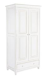 Bizzotto Dulap 2 usi 1 sertar din lemn alb antichizat 90 cm x 55 cm x 190 h (0745088) Garderoba