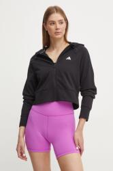 Adidas edzős pulóver Game and Go fekete, sima, kapucnis, IX5065 - fekete M