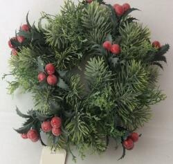  Coronita brad artificial+bobite rosii pentru decoratiuni florale (8309)