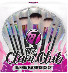 Set 8 Pensule Machiaj, W7, The Clam Club Rainbow, Geanta depozitare inclusa