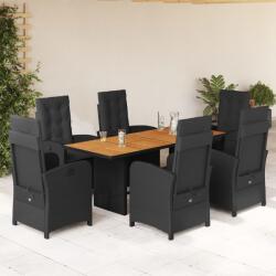 vidaXL Set mobilier de grădină cu perne, 7 piese, negru, poliratan (3212275)