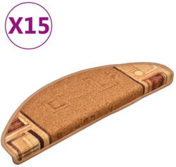 vidaXL 15 db bézs öntapadó lépcsőszőnyeg 65 x 21 x 4 cm 322411