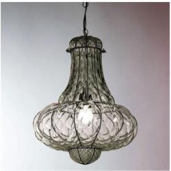 SIRU Lustră pe lanț SIRU DOGE 1xE27/60W/230V d. 30 cm transparent/negru sticlă venețiană (SU0050)