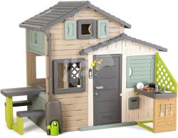 Smoby Căsuța Prietenilor ecologică cu sonerie pentru musafiri în culori maro Friends House Evo Playhouse Green Smoby extensibilă (SM810229-2L) Casuta pentru copii