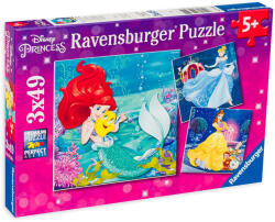 Ravensburger Пъзел Ravensburger от 3 x 49 части - Ариел, Бел, Пепеляшка (9350) - ozone