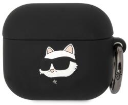 Karl Lagerfeld 3D logó NFT Choupette fej szilikon tok Airpods 3-hoz fekete