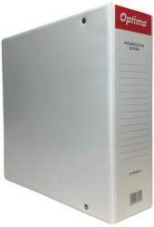 Optima Caiet mecanic cu buzunar, plastifiat PP, 4 inele in "D", 65 mm, cotor 90mm, Optima - alb (OP-500982701) - birotica-asp