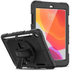 Tech-Protect Apple iPad 10.2 (2019/2020/2021) ütésálló tablet tok 360 fokos védelemmel, 4H kijelzővédő üveggel - Tech-Protect Solid - fekete (ECO csomagolás)
