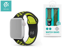 DEVIA Apple Watch lyukacsos sport szíj - Devia Deluxe Series Sport2 Band - 42/44/45/49mm - fekete/sárga