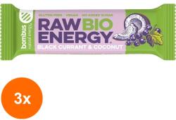 bombus Set 3 x Baton Energizant Bio, Raw Energy, cu Coacaze Negre si Nuca de Cocos 50g Bombus (ORP-3xBB31303)