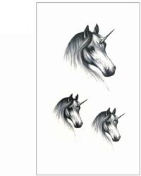 Ideiglenes fekete fehér felragasztható tetoválás egyszarvú, unicorn (MET045)