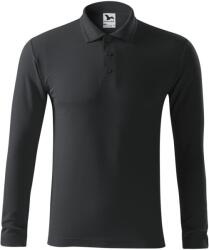 MALFINI Férfi hosszú ujjú galléros póló Pique Polo LS - Ebony gray | 3XL (2219418)