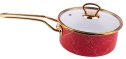 Goldmann Cratita emailata cu maner, 16x8cm, 1.5 litri, manere titan aurii, capac sticla, inclusiv inductie, Goldmann, rosie (GM 4521-16R)