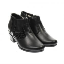 MVS Botine dama negre din piele naturala, cu fermoar, MVS18BT