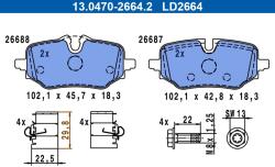 ATE set placute frana, frana disc ATE Ceramic 13.0470-2664.2 (13.0470-2664.2)