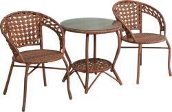 Ramely Set de gradina din ratan 1 + 2, maro, JARUB