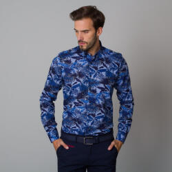 Willsoor Férfi Slim Fit ing, kék növény mintával 12057