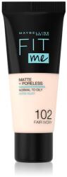 Maybelline Fit Me! Matte+Poreless machiaj mat pentru piele normală și grasă culoare 102 Fair Ivory 30 ml