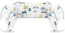 MimiNu_SP Aparatoare pentru patut, MimiNu, Din bumbac certificat Oeko Tex Standard 100, 180x30 cm, Cu panglici, Childrens Journey Grey (6426972006224)