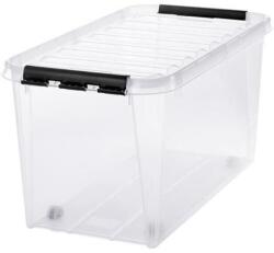 SMARTSTORE Műanyag tárolódoboz, 70 liter, fekete fogantyúkkal, SMARTSTORE "Classic 70", átlátszó (CSDSMART49) - primatinta