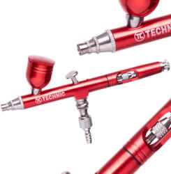 TC TECHNIC Modellező mini airbrush festékszóró 0, 3 mm-es fúvókával B-130 Double Action Red mini - takaritogep