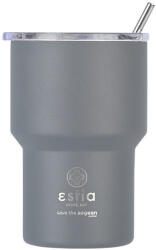 Estia Home Art Cană de Cafea Lite Save The Aegean Pahar Termos Reciclabil din Oțel Inoxidabil Fără BPA 400 ml Gri Fjord cu Pai 01-18467 (01-18467)