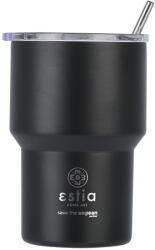 Estia Home Art Coffee Mug Lite Save The Aegean Pahar Termos Oțel Inoxidabil Fără BPA 400ml Negru Midnight cu Pai 01-18443 (01-18443)