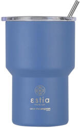Estia Home Art Coffee Mug Lite Save The Aegean Reciclabil Pahar Termos Oțel inoxidabil Fără BPA 400ml albastru denim cu Pai 01-18450 (01-18450)