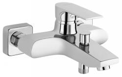 FERRO FERRO Algeo Square szögletes design egykaros króm kerámiabetétes fali kádtöltő és zuhany csaptelep zuhanyszett nélkül automata zuhanyváltóval / BAQ1