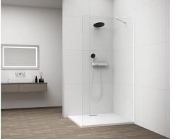 POLYSAN Sapho ESCA White Matt fix zuhanyfal, fali profillal, sarok merevítővel, transzparent üveg, 1100mm (ES1011-03)