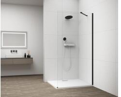 POLYSAN Sapho ESCA BLACK Matt fix zuhanyfal, fali profillal, sarok merevítővel, transzparent üveg, 1300mm (ES1013-02)