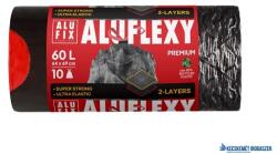 Alufix Szemeteszsák, zárószalagos, 60 l, 10 db, 64x69 cm, 33 , ALUFIX "Aluflexy", fekete (KHK965) - kecskemetirodaszer