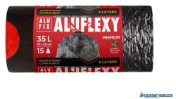 Alufix Szemeteszsák, zárószalagos, 35 l, 15 db, 53x60 cm, 28 , ALUFIX "Aluflexy", fekete (KHK964) - kecskemetirodaszer
