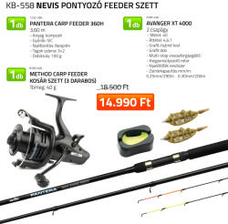 Nevis Pontyozó Feeder szett Pantera Carp Feeder 360H + Avanger XT 4000 nyeletõfékes orsó + Method Carp feeder kosár szett 40g (KB-558)