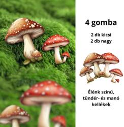  Nyomtatott dekorkarton - Vegyes gomba szett 4db/cs - kosarbolt