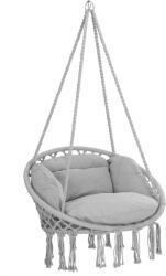 Detex Scaun suspendat BOHO cu perne, Ø61cm, gri deschis