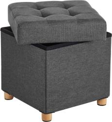 SongmicsHome Taburet cu spațiu de depozitare cu picioare OTO, 38x38x40cm, antracit