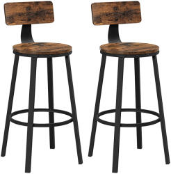 Vasagle Scaune de bar LUND cu spătare, 2 buc. , 99x54cm, maro/negru
